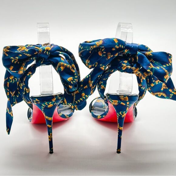Christian Louboutin Du Desert 100 Crepe Satin in Obscur High Heel Sandals EU 39 - Picture 3 of 11